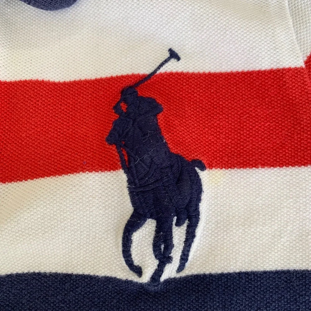Polo Ralph Lauren Big Pony Shirt Red White Blue Stripe Short Sleeve Boy 6 Preppy
